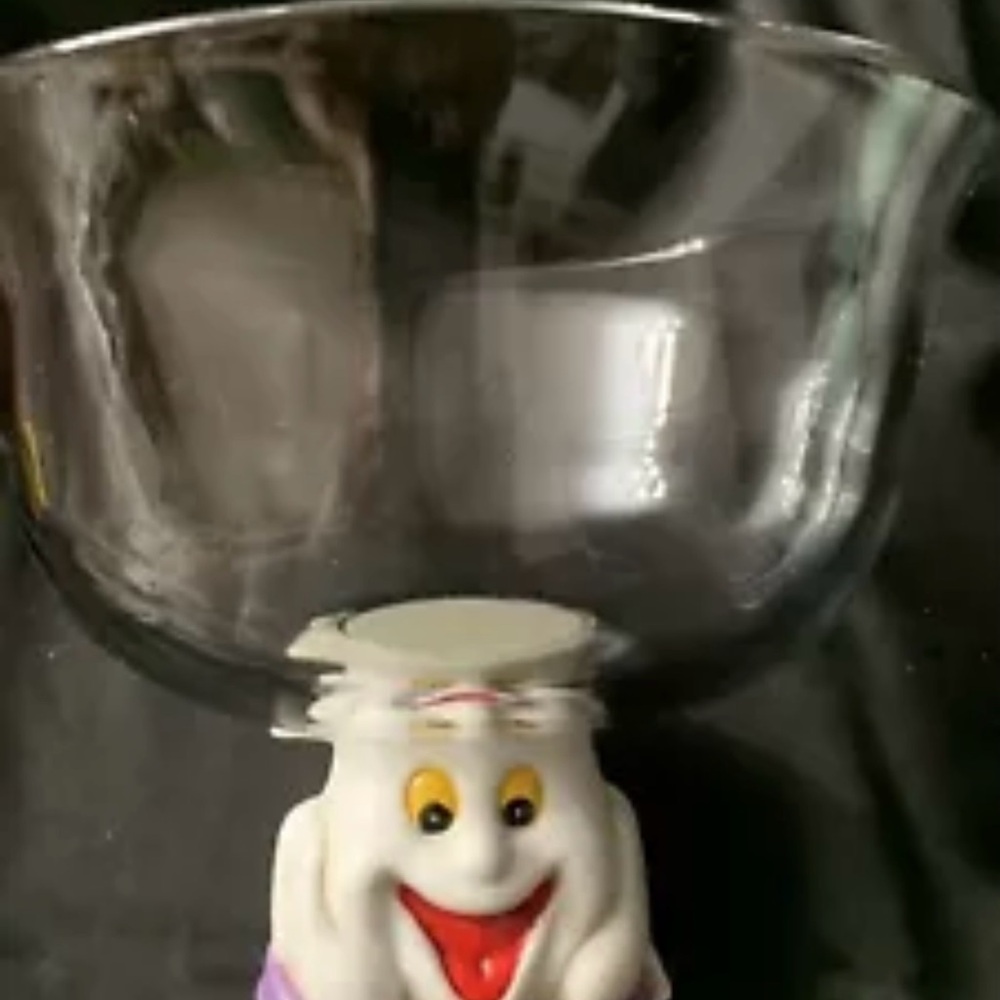 Vintahe Anchor Hocking Popcorn/Candy Bowl.Halloween Ghost Glass Porcelain - Picture 1 of 6